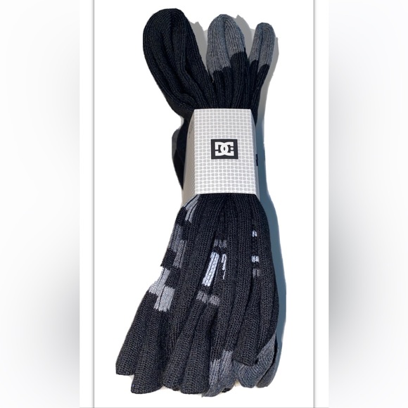 DC Crew Socks 5 Pair Men’s 6-12 Black Gray w/ Mixed Stripes & Logo Shoe Co Skate - Picture 10 of 12